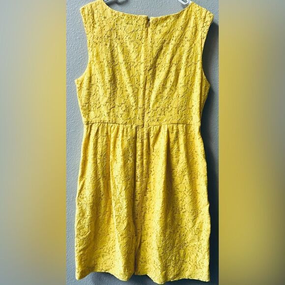 J.CREW VIBRANT YELLOW LACE TANK DRESS SIZE 12 - Picture 5 of 6